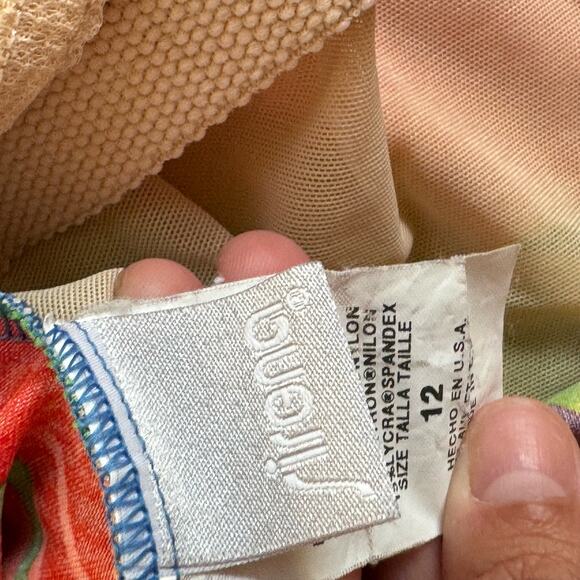 Sirena One Piece Swimsuit 90s Style Bright Floral Multicolor Size 12 - Picture 3 of 4